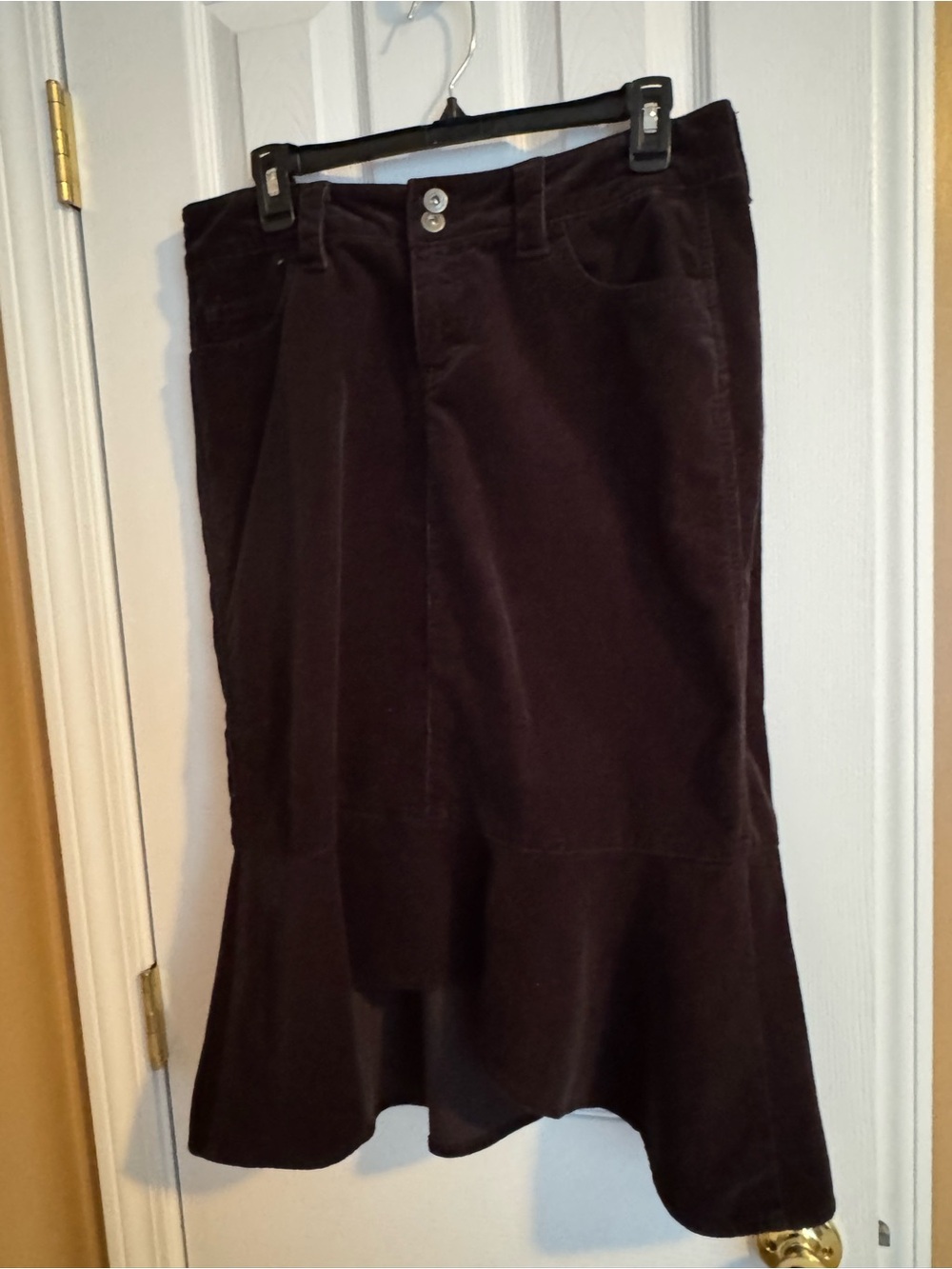 Women's Black Rider Copper Cotton Corduroy Feel Flared Skirt